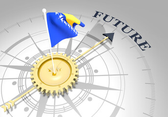 Global business concept. Waved flag of Bosnia