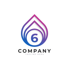 Initial Number 6 with Oil and Gas Logo Design Inspiration