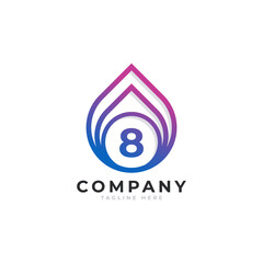 Initial Number 8 with Oil and Gas Logo Design Inspiration