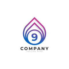 Initial Number 9 with Oil and Gas Logo Design Inspiration