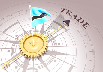 Global business concept. Waved flag of Botswana