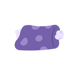 illustration of a broken or torn pillow. the pillow is broken and the dacron or cotton is out. flat cartoon style. vector design