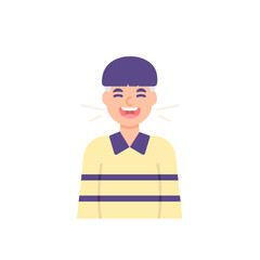 the expression of a man who was laughing heartily. happy person. flat cartoon style. vector illustration design