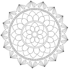 Leaf Flower Petal Coloring Mandala Art Simple Graphic Shape Vector Floral Oriental Outline Vintage Decorative Elements Pattern Illustration Islam Arabic Indian Turkish Mystic Religion Morals Lotus