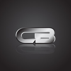 Simple Modern Initial Logo Vector Silver Metallic chrome CB