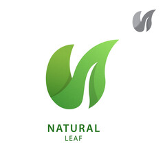 Letter N and Leaf Minimalist Logo Design. emblem, designs concept, logos, logotype element for template.