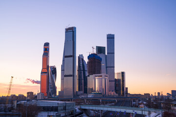 Fototapeta na wymiar Moscow International Business Center, Moscow's prosperous cityscape. Famous landmarks of Russia.