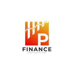 Initial Letter P Chart Bar Finance Logo Design Inspiration