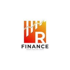 Initial Letter R Chart Bar Finance Logo Design Inspiration