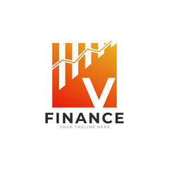 Initial Letter V Chart Bar Finance Logo Design Inspiration