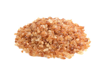 Brown rock sugars isolated on white background