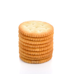 Crackers or biscuits on white background