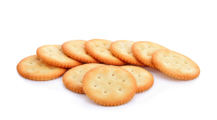 Crackers or biscuits on white background