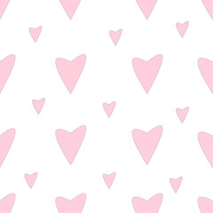 Seamless pattern with pink hearts.Vector illustration.