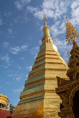 Fototapeta premium Within Wat Phra That Cho Hae is a Chiang Saen-style pagoda that enshrines holy relics of Lord Buddha. A major religious and sacred Buddhism site of Phrae is located in the North of Thailand.