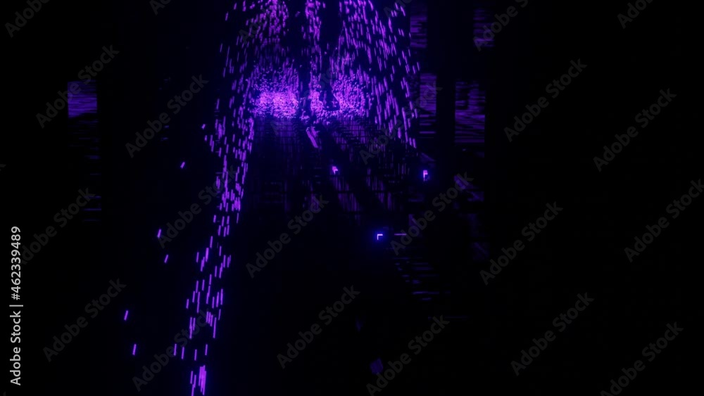 Aufkleber abstract background with a dark corridor or tunnel with a man walking slowly with flying sparkles. d