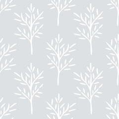 leaves seamless pattern hand drawn doodle. vector, minimalism, monochrome. textiles, wrapping paper, wallpaper. winter.