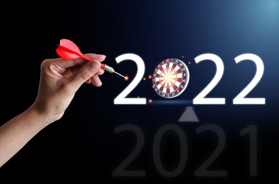 Success Goals Targeting The Business Concept,New Year 2021-2022 Or Start Straight Concept,The Concept Of Starting A New 2022 Business That Goes Better, Business To Success Target Concept.