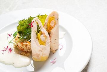 chicken roll on the Christmas table