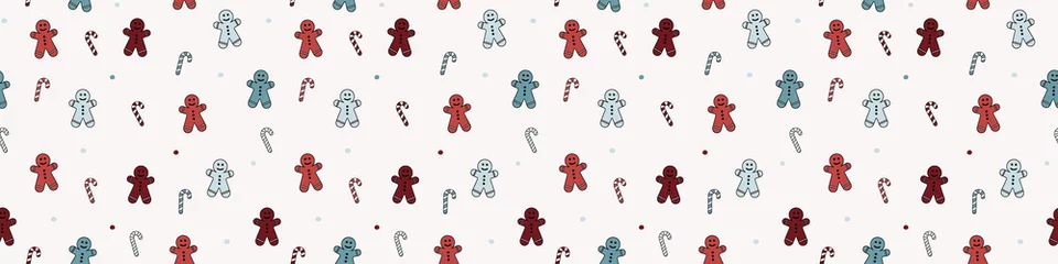 Foto op Aluminium Robot Christmas background with cookies and candies. Xmas seamless wallpaper. Banner. Vector