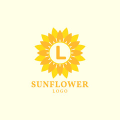 Fototapeta premium letter L sunflower warm and charming vector logo design