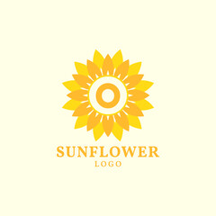 letter O sunflower warm and charming vector logo design