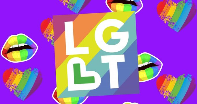 Animation of rainbow heart over hands of diverse protesters
