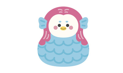 年賀状 アマビエのキャラクターイラスト　だるま　縁起物　ベクター