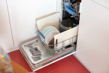 dishwasher, order in the house. Kitchen interior. Home organization. 