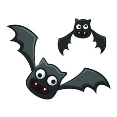 Vampire bat in drawing style isolated vector. Halloween cartoon on white background.