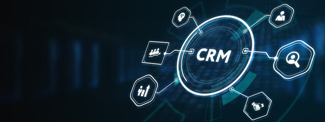 Business, Technology, Internet and network concept. CRM Customer Relationship Management. 3d illustration
