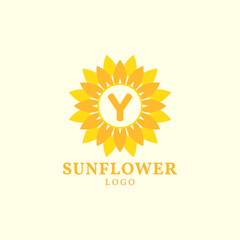 letter Y sunflower warm and charming vector logo design