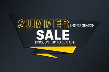 Banner, frame, icon with geometric shapes, in the style of Paper Cut, Summer Sale Discount.