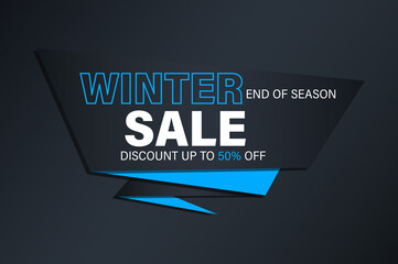 Banner, frame, icon with geometric shapes, in the style of Paper Cut, Winter Sale Discount.