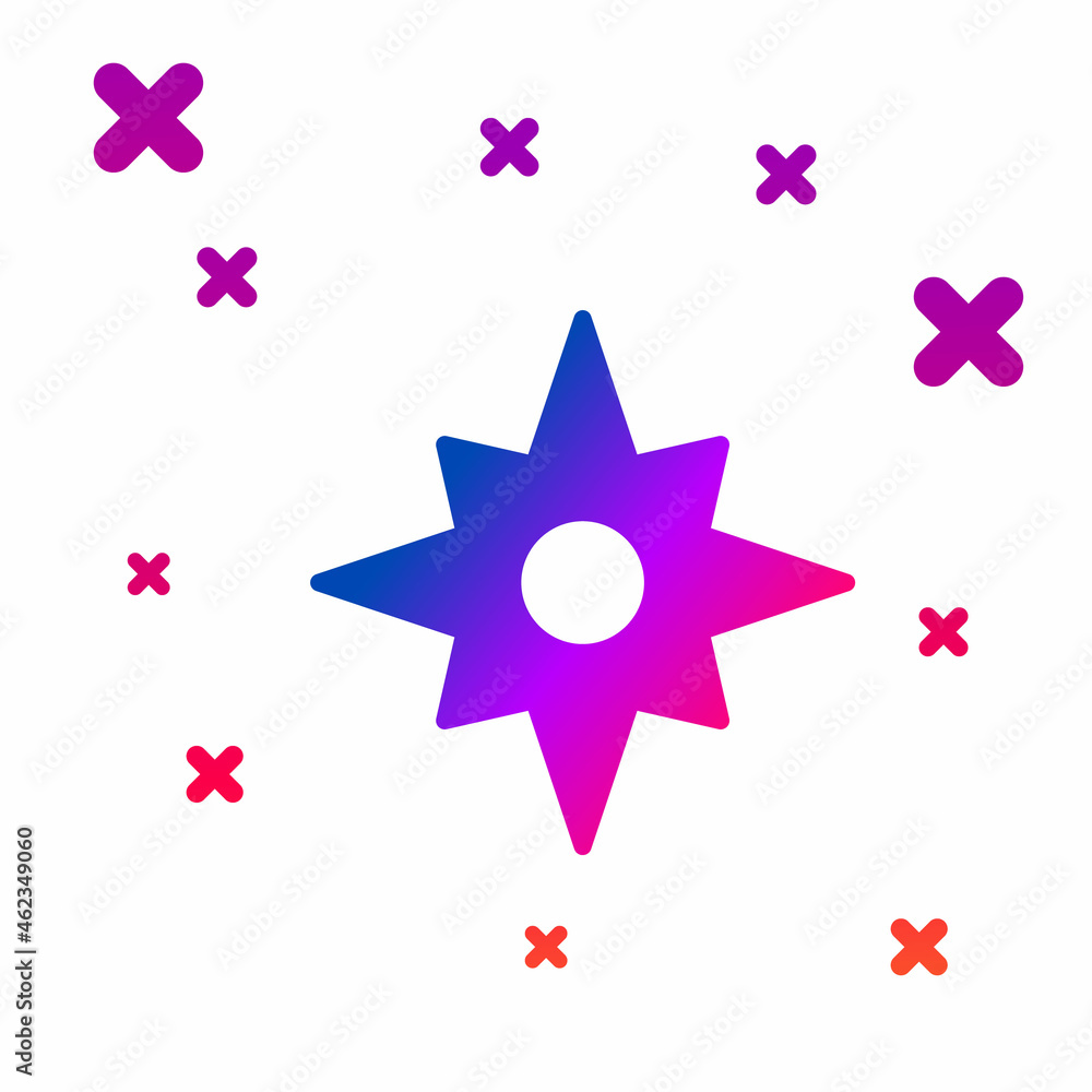 Poster color wind rose icon isolated on white background. compass icon for travel. navigation design. gradi