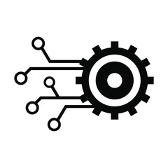 Mesh digital mechanics black on white background, sign and icon for design, vector illustration