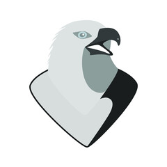 Gray eagle head on white background, sign and logo for design, vector illustration