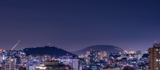 Niterói, Rio de Janeiro, Brazil - CIRCA 2021: Long exposure urban night photography with buildings and lights of a Brazilian city