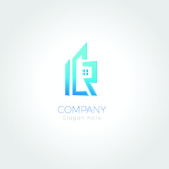 Fototapeta premium Real estate blue abstract logo 