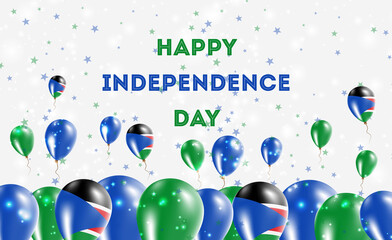South Sudan Independence Day Patriotic Design. Balloons in South Sudanese National Colors. Happy Independence Day Vector Greeting Card.