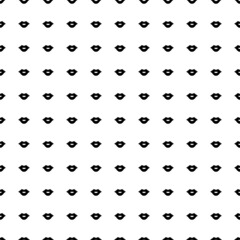 Square seamless background pattern from geometric shapes. The pattern is evenly filled with big black lips symbols. Vector illustration on white background