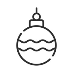 Single line icon of christmas tree toy. High quality vector illustration for design, web sites, internet shops, online books etc. Editable stroke in trendy flat style isolated on white background 