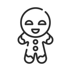 Single line icon of gingerbread man. High quality vector illustration for design, web sites, internet shops, online books etc. Editable stroke in trendy flat style isolated on white background 