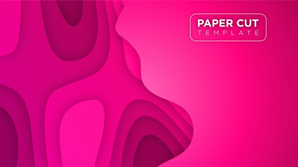 pink background abstract papercut geometric topography vector. pink 3D multi layer banner template. Pink abstract paper cut slime background.