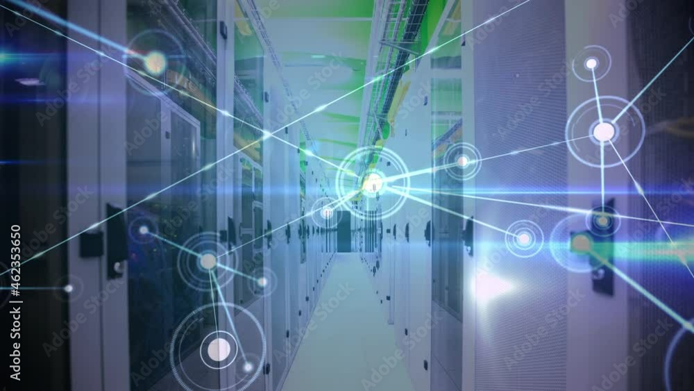 Aufkleber animation of network of connections over computer servers