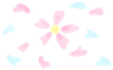 水彩風の淡い色合いで描いた桜のイラスト。