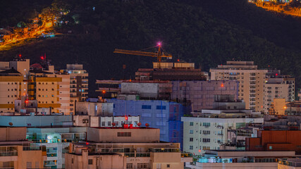 Niterói, Rio de Janeiro, Brazil - CIRCA 2021: Long exposure urban night photography with buildings and lights of a Brazilian city