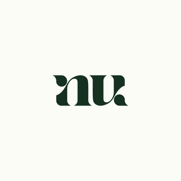 logo letter N and U with unique designs. Alphabet letters Initials Monogram logo NU, UN, N and U