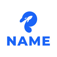 Letter P Rocket theme design logo inspiration