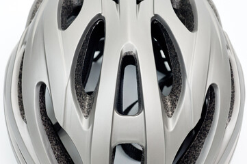 Cycling helmet plastic gray metal color, to protect the head of the cyclist during the trip.